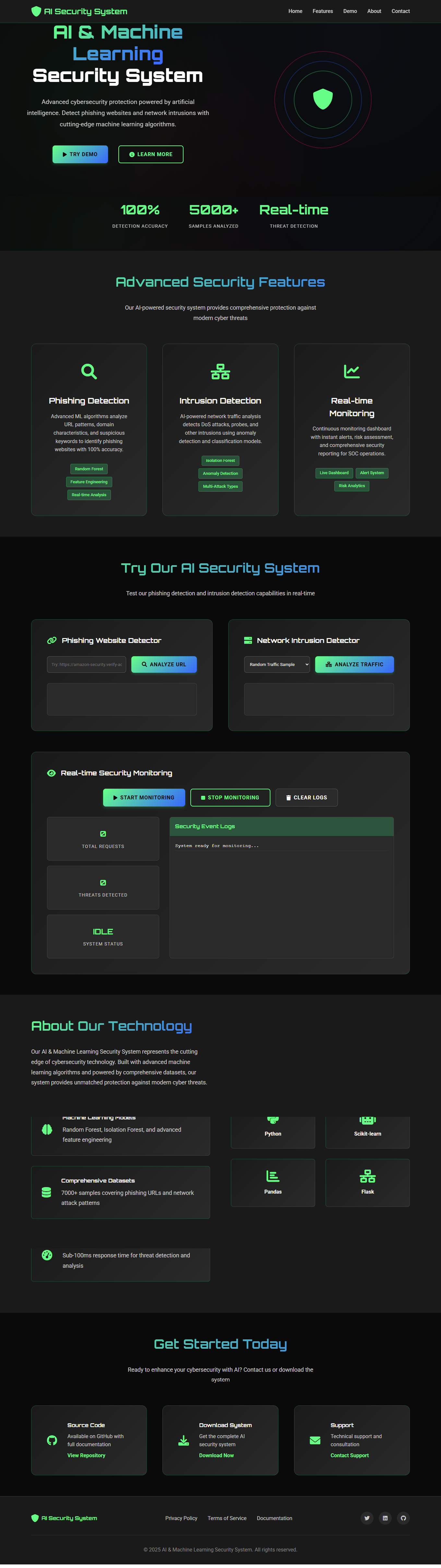 AI & Machine Learning Security Systemhome page